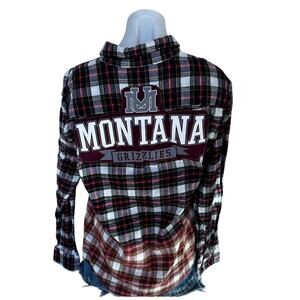 University Montana Grizzlies Plaid Flannel Shirt MEDIUM Oversized Griz Football